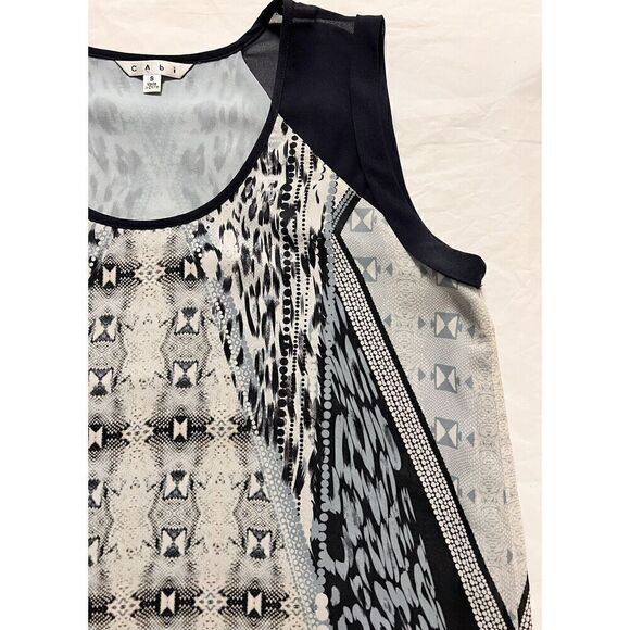 Cabi 253 Mixed Print Blue Sleeveless Tunic Tank Top S Lightweight - Picture 6 of 13